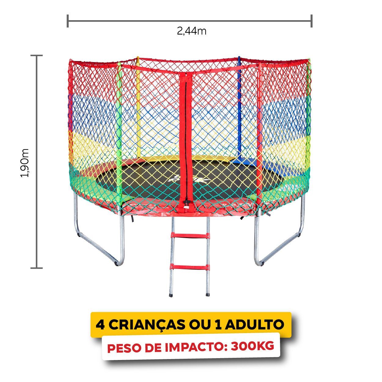 Lona premium e estrutura da Cama Elástica Brink Park de 2,44 metros